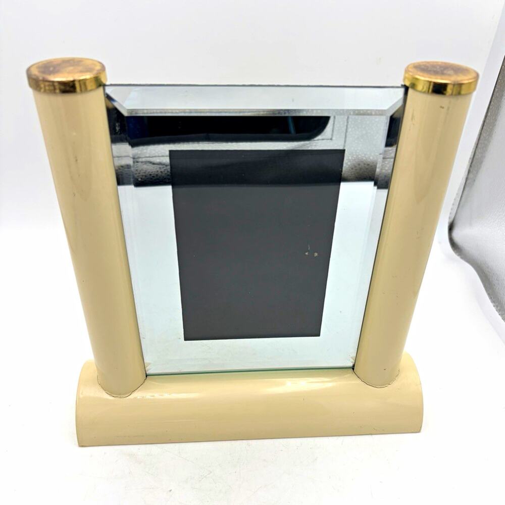 Beige & Gold Wood Freestanding Rectangle Photo Frame Holds 1 Photo